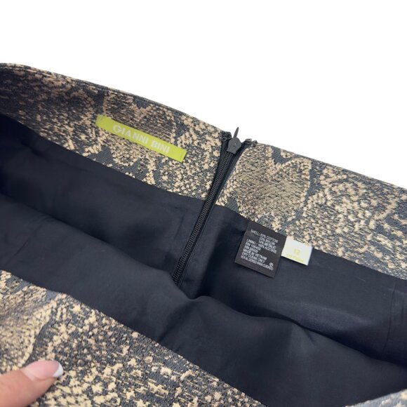 GIANNI BINI Snake Print Metallic Cotton-Blend Pencil Skirt Zip Closure Womens 12 - Picture 3 of 11
